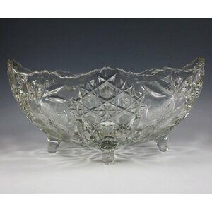 Duncan & Miller or U.S. Glass Large Pressed Patterned Glass Footed Bowl